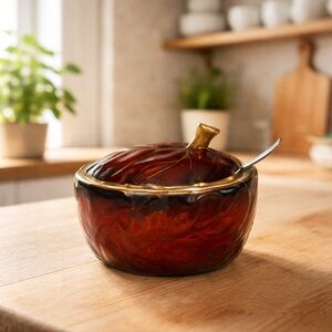 Vintage Carlton Ware Rouge Royale RARE Sugar Bowl & Spoon Made in England